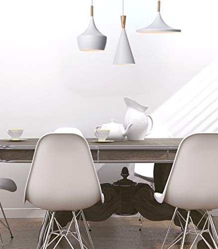 LUSSIOL Luminaire Ingrid : suspension en métal et bois blanc/naturel pour intérieur, design moderne, Ø 19 x H 39 cm | lu