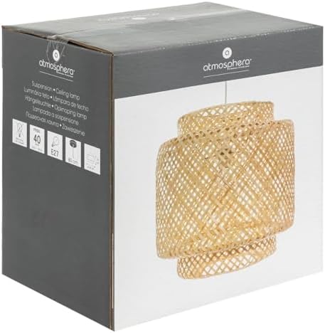 Atmosphera - Suspension Liby en Bambou Tressé - Pour Salon et Chambre, Style Bohème - Luminaire d'Intérieur Ajouré - D 4