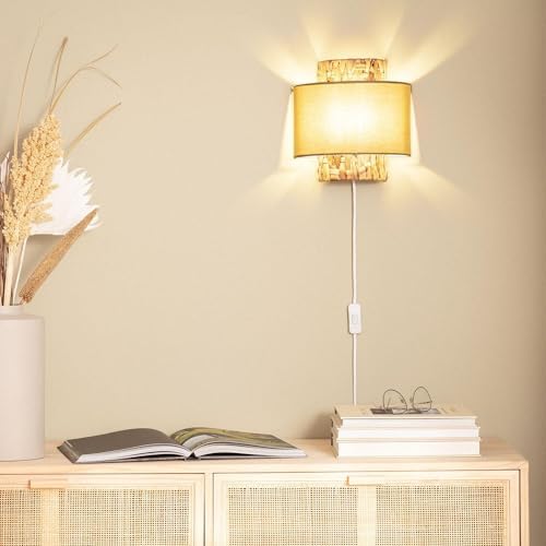 Applique murale LEDKIA LIGHTING Fibres Naturelles Orléans Beige E27 pour Chambre Velvet