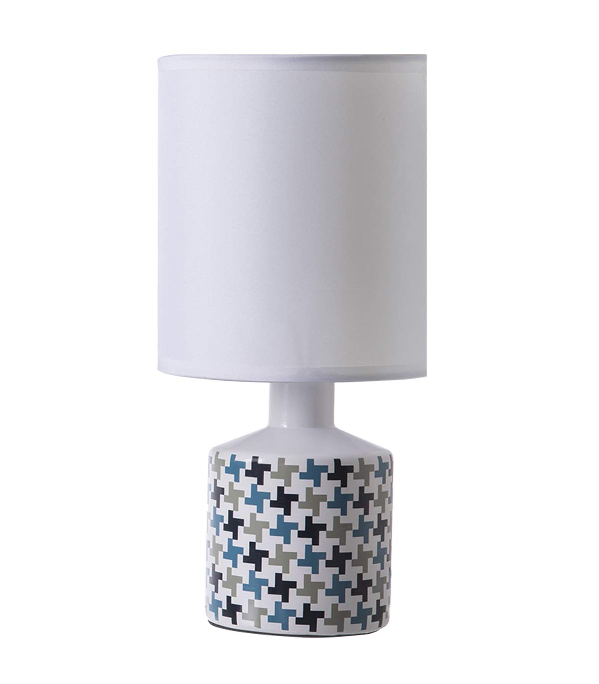 LUSSIOL Lampe de chevet Gisele | Moderne en céramique Bleu Beige | Escriture Nightstand | Ø14 x H29 cm | E14 40W | Trend