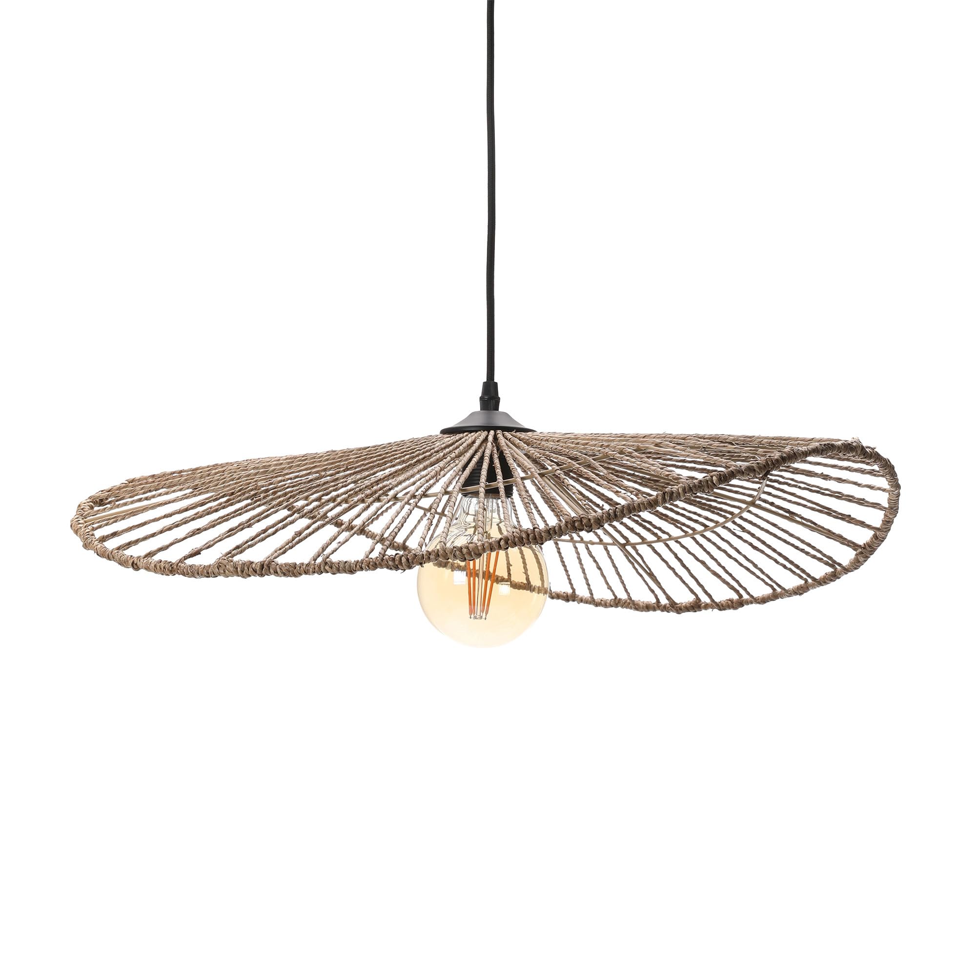 Lussiol - Luminaire Alana, lustre bohème naturel - lampe suspendue en corde tressé - pour intérieur - éclairage doux et 